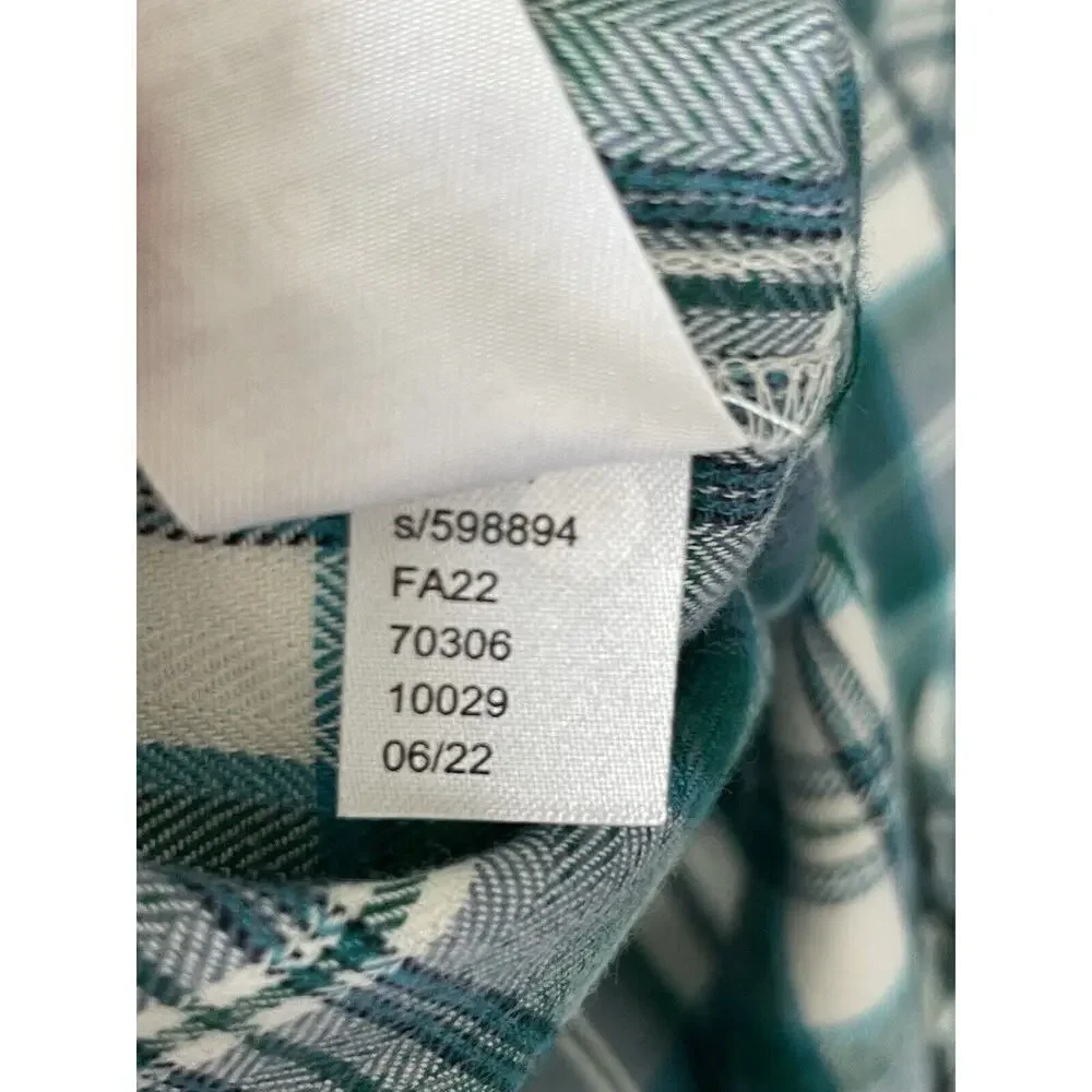 Loft Shirt Size XL Womens Blue Button Front Plaid Ruffle Collar‎ Prairie Top NEW - Picture 9 of 10
